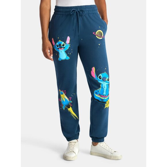 Disney Stitch Women's Graphic Jogger Pants, 29" Inseam, Size L (12-14), Relaxed - Picture 2 of 5